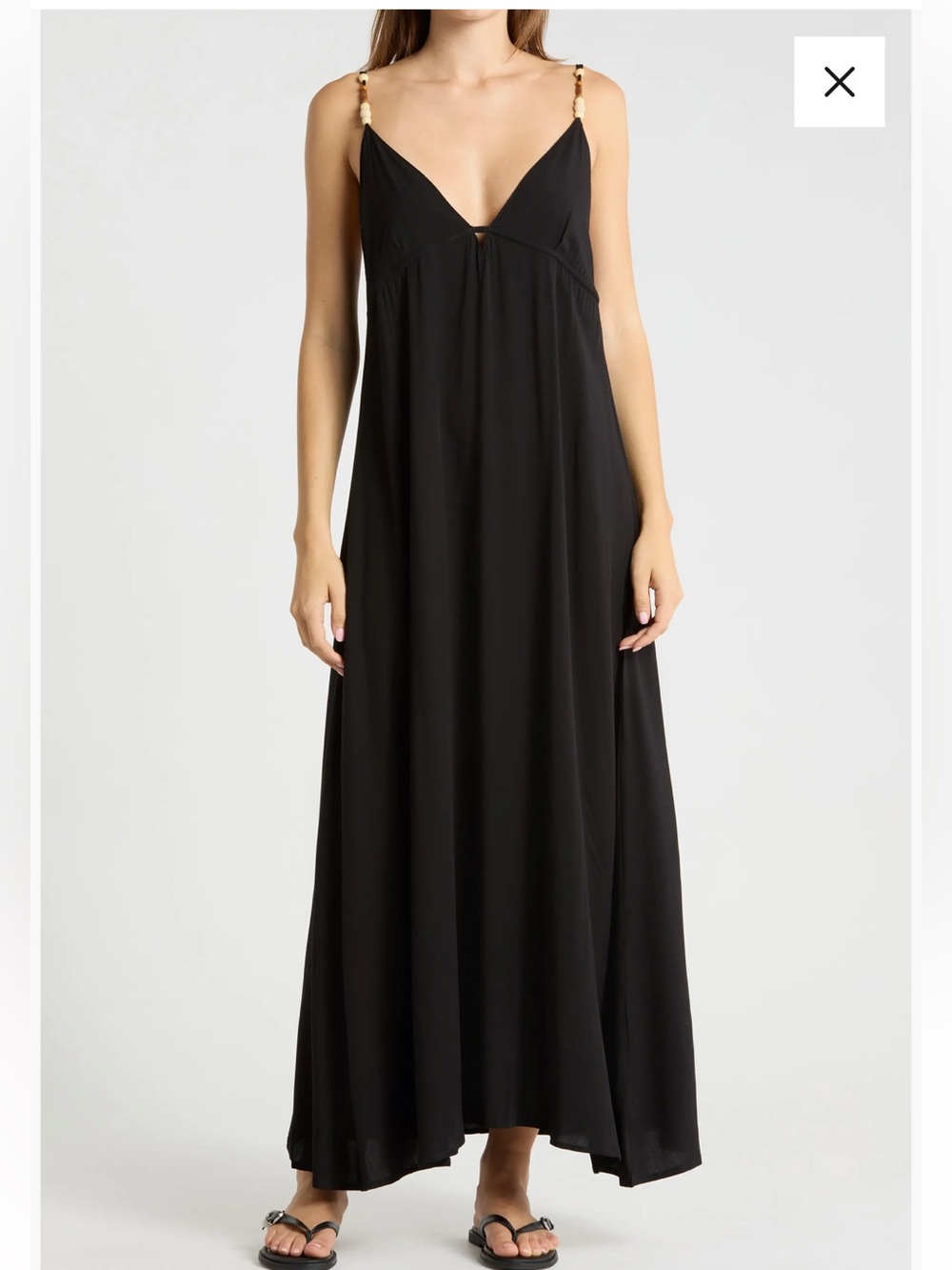 Abound Black Maxi Slip Dress with Beaded Straps